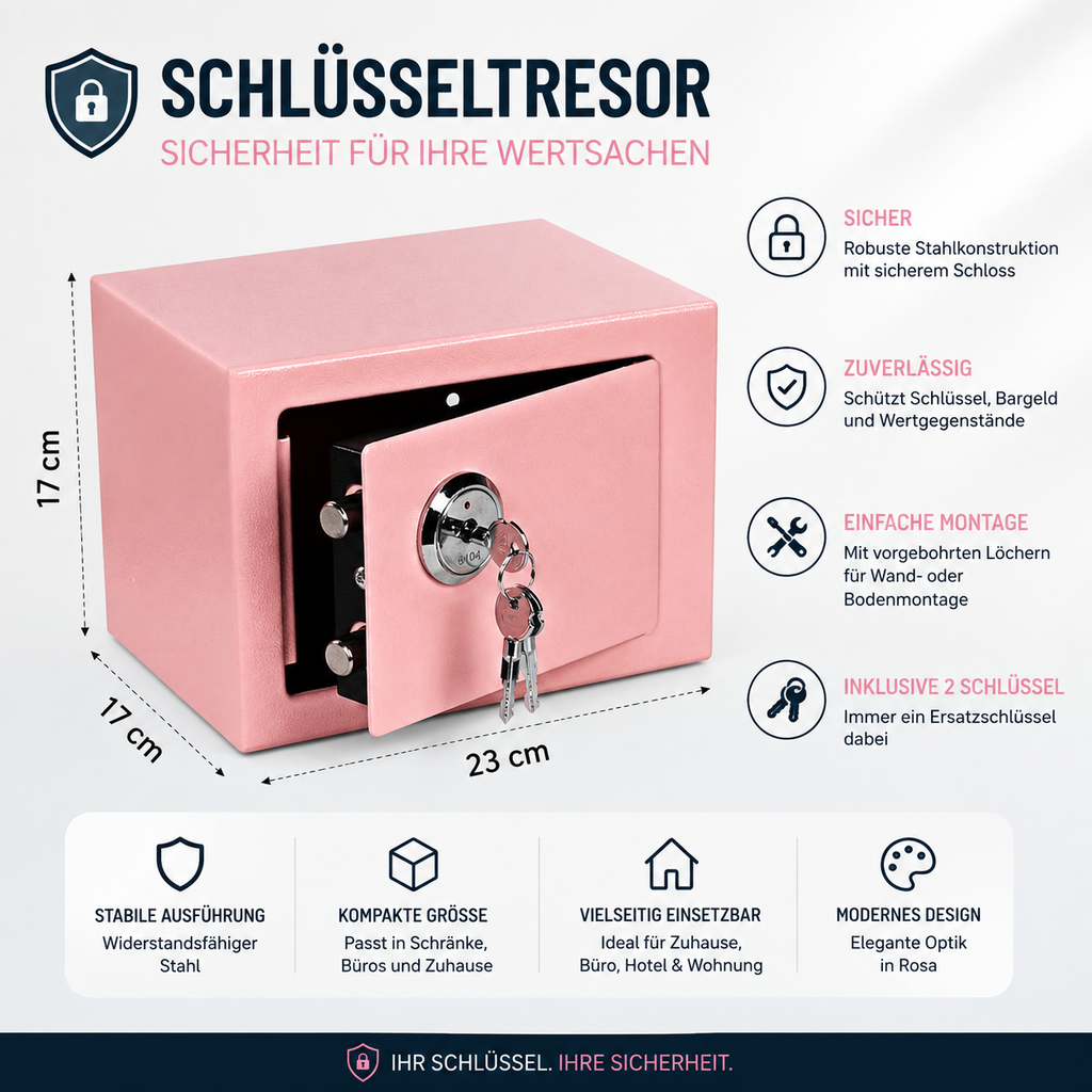 Extralink Home S-404 Kompakttresor – Rosa